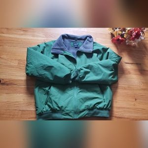 Lands End Men’s Green fleece lined nylon  Jacket  sz L 42-44 Classic Big squall